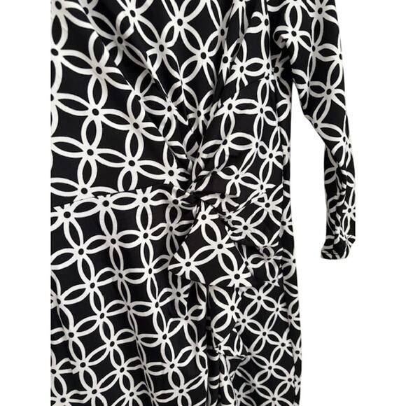 NWT NY Collection Black and White Pattern Midi Dress - Picture 3 of 7